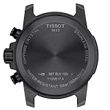 Tissot Mens Supersport Chrono 316L Stainless Steel case with Black PVD Coating Swiss Quartz Watch, Black, Beige, Textile, 22 (T1256173705101)