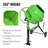 Cimcame Electric Concrete Mixer 5.7 Cu Ft Portable Wheelbarrow Cement Mixing Machine for Stucco Mortar Seeds