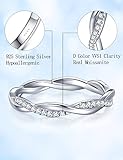 IMOLOVE Moissanite Wedding Band Wedding Rings for Women Twisted Rings 925 Sterling Silver Rings with 18K White Gold Plated Eternity Stackable Engagement Ring Anniversary Band Size 7