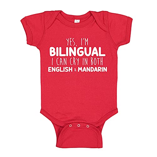 I Can Cry in English and Mandarin Chinese Baby Bodysuit One Piece 12 mo Red