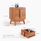 JOINICE Nightstand Set of 2, Mid Century Modern Bedside Table with 2 Drawers & Metal Handle, Curved Profile End Table with Storage & Solid Wood Feet for Bedroom, Cherry, 2PCS