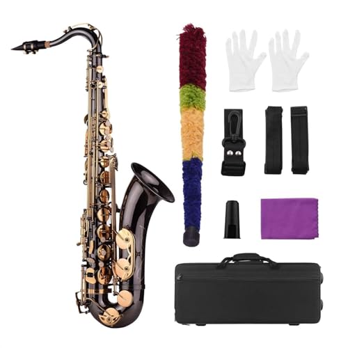 Saxophones Antique Finish Bb Tenor Saxophone Sax Brass Body White Shell Keys Woodwind Instrument with Carry Case Sax Neck Straps Beginner Sax