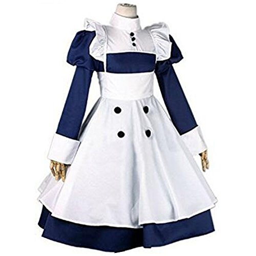 HOLRAN Women's Mey Rin Cosplay Costume Blue Maid Party Dress (Small, White)