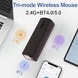 Generic Wireless Bluetooth Mouse, Dual Mode (BT+2.4G) Noiseless Charging Mouse (with Storage Case), 3 Buttons 1200 DPI Ultra-Thin Portable Mini Travel Wireless Mouse for Windows PC Laptops（Black）