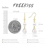 Freekiss Gold Pearl Earrings for Women: Trendy Gold Earrings 14K Gold Filled Lightweight Double Pearl Drop Earrings Simple Wedding Earrings Non Tarnish Jewelry for Women