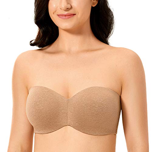 DELIMIRA Women's Strapless Bra Unlined Underwire Minimizer Plus Size Support Chanterelle 34C