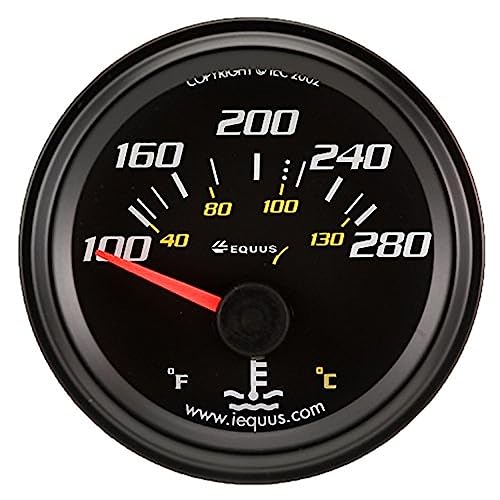 Equus 6262 2" Electrical Water Temperature Gauge, Black