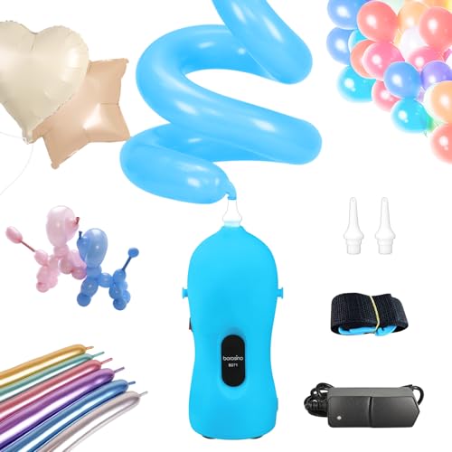 Borosino Balloon Pump - Inflates All 260 Balloons, Strip, Aluminum Film, Curved Arched Animal Shapes. (Blue)