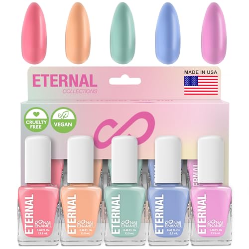 Eternal Pastel Nail Polish Sets for Women (CANDY PASTELS) - Pastel Nail Polish Set for Girls - Long Lasting & Quick Dry Nail Polish Set for Home DIY Manicure Pedicure - Made in USA, 13.5mL (Set of 5)