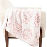 Hello Kitty Feather Knit Fluffy Throw Blanket - Fuzzy Blanket Measures 50 x 60 Inch, Super Soft Soft Lightweight Pink Accent for Couch or Chair