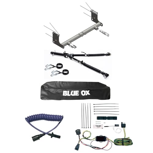 Blue Ox Alpha 2 Tow Bar & Baseplate Combo with EZ Light Wiring Harness Kit fits 2007 2018 Jeep Wrangler JK | TrendsAuto Decal | BX1126 BX7380 BX88206 BX8875 BX88285