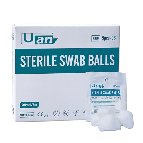 Cotton Sterile Wound Care Swabs - Individually Packaged, Sterilized (Cotton Balls (S) (5pcs/Pack))