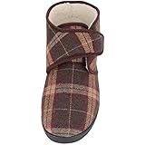 ABSOLUTE FOOTWEAR Mens Slip On Tartan Checked Super Warm Bootie Slippers with Ripper Fastening - Brown - US 12