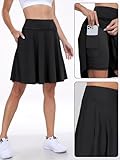 ANRABESS Women Knee Length Tennis Golf Skorts Skirts Summer High Waisted Athletic Skirt Casual Travel Built-in Shorts Clothes Black X-Large