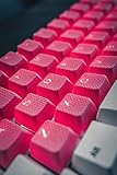 TAI-HAO 42 Rubber Gaming Keycaps Compatible with All MX Types Keyboards - Neon Pink