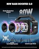 ANCOON Speakers Bluetooth Wireless: 80W(Peak) Loud Speaker with Bass, 20H Playtime, IPX6 Waterproof, Large Jobsite Speakers for Work, Outdoor, Workshop, Garage, Portable Speaker with TWS (Black)