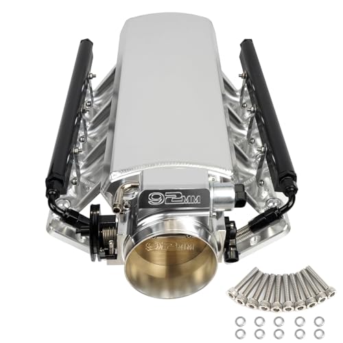 Htostar Racing For LS Intake Manifold Compatible with LS1 LS2 LS6 of cathedral port heads with Drive by Cable Throttle Body Compatible with Chevy Cadillac Pontiac Aluminum (92mm)