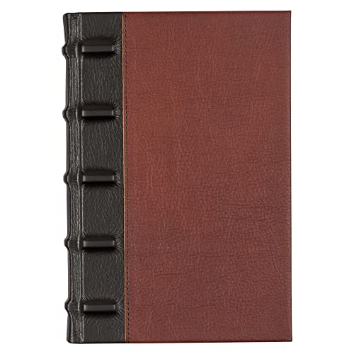 Vintage Leather Journal, Burgundy Hardcover Notebook w/Mahogany Ribbed Spine, Artisan Saddler Design, Wide Ruled Lined Pages Heavyweight Paper, Table of Contents w/Numbered Pages