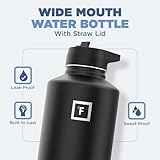 IRON °FLASK Camping & Hiking Hydration Flask with 3 Lids - Stainless Steel, Double Walled & Vacuum Insulated Water Bottle - Leak Proof & BPA Free (Twilight Blue, Straw - 64 oz)