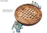 MARS EXPORTS Classic Wooden Solitaire Board Game with Colorful Marbles - Timeless Strategy Fun for 15+ Yeras Ages Brain Development Board Game Dia 9 inch with Extra Marbles Set (Multicolor Balls)