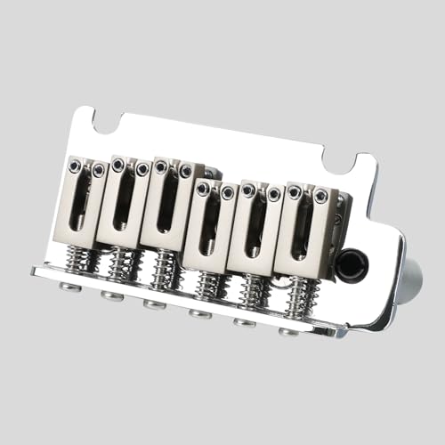 OVSAL 52.5mm Electric Guitar Bridge Chrome 2-Point Tremolo Bridge with Stainless Steel Plate and Zinc Alloy Saddles Electric Guitar Parts for 6 String Strat Stratocaster