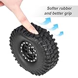 12mm Hex 1.9 Beadlock Wheels and Tires Height 120mm / 4.72inch with Foam Inserts for 1:10 RC Crawler Axial SCX10 90047 SCX10 II 90046 SCX10 III TRX-4, Set of 4 (w/Black Rims)