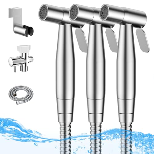 Arofa Handheld Bidet Sprayer for Toilet - 3 Pack Bidets Faucet for Existing Toilets Cloth Diaper Jet Sprayer, Stainless Steel Muslim Shower with Bidet Hose for Feminine Wash
