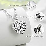 EUDORA Cremation Urn Locket Necklace 925 Sterling Silver Heart Picture Necklace for Women Men Pendant Jewelry Dog Cat Human Ashes, 20 inches Chain