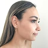 Double Piercing Earrings, Double Earrings for Two Holes Set, Chain 2 Hole Connected Threader Austin Down to Earth 14k Gold Filled or Sterling Silver (Gold, Star and Moon)