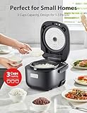 TOSHIBA Rice Cooker Small 3-Cup Uncooked– LCD Display with 8 Cooking Functions: Rice, Oatmeal, Mixed Grains and More, NonStick Inner Pot, Grey