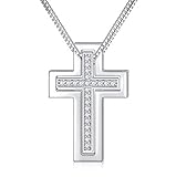 SOULMEET Matching Silver Crosses Necklace Set for Couples Mother Family Sisters Friends 2 Always Be With You (White CZ)