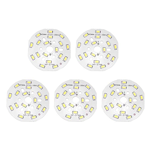 uxcell LED Chip Bulb 300mA 9W 18 LEDs 5730 Surface Mounted Devices Module Aluminum Board Pure White Super Bright 65mm Dia 5pcs for Floodlight