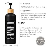 HOMCDALY 16oz 3-Pack Refillable Black Bathroom Shower Set - Empty Bottles with Pump for Shampoo, Conditioner, or Body Wash