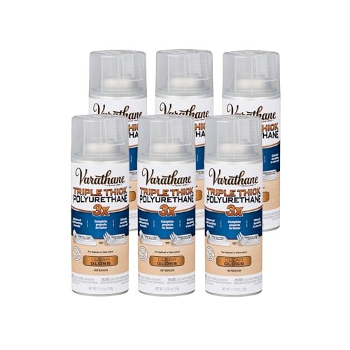 Varathane 318292-6PK Triple Thick Polyurethane Wood Finish Spray, 11.25 oz, Gloss Clear, 6 Pack