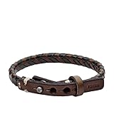 Fossil Men's Leather Braided Leather Bracelet, Color: Black/Brown (Model: JA5932716)