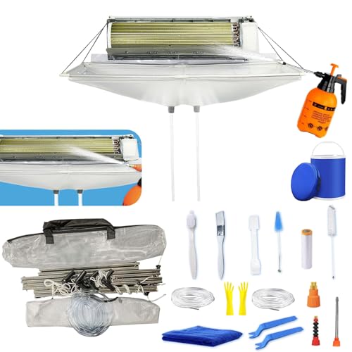 kikepilm Mini Split Cleaning Kit Bag,Split Ac Unit Cleaning Bag Kit for Cleaning Wall-Mounted Air Conditioners and Duct Units(White, 21PCS with Kettle, Size: 38-162 Cm 15.35-64 Inches