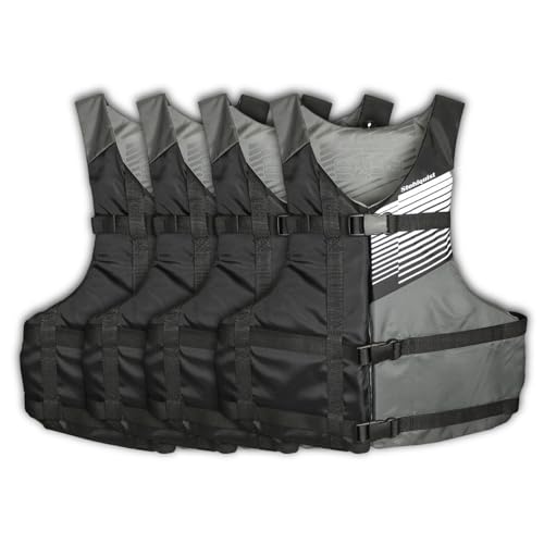 Stohlquist Universal Fit Adult Life Jacket PFD (4 Pack) Coast Guard Approved PFD, Life Vest for Men and Women 90+ lbs, Lightweight Neoprene and Adjustable, Ideal for Boating, Kayaking & Water Sports