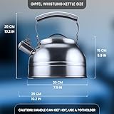 GIPFEL INTERNATIONAL Whistling Tea Kettle Stovetop - Food Grade Stainless Steel Teapot for Stove Top with Ergonomic Handle for Gas, Induction, Electric Stovetops 2.3 Quart