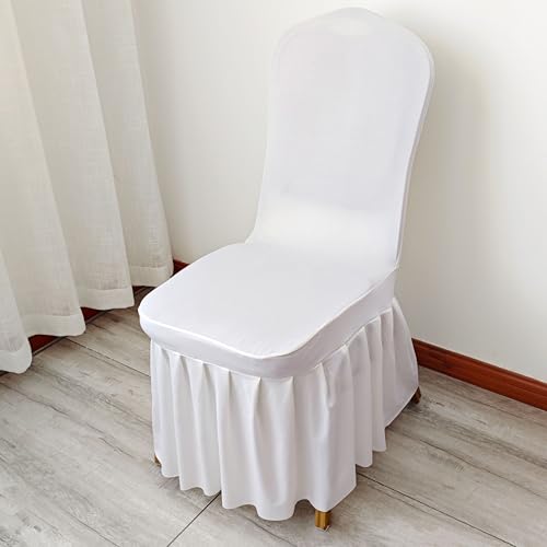 50pcs Spandex Skirt Chair Cover Wedding Banquet Party Events Hotel Seat Protector Covers Slipcover Decoration White Color