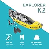 Intex 2-Person Inflatable Kayak Set w/ Pump, Aluminum Oars, Adjustable Seats, Explorer K2 - Tandem Blow-up Raft for Adults, Great for Lakes or Rivers