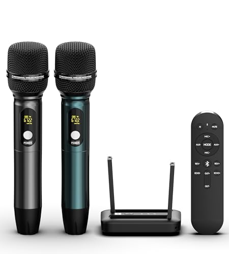 Portable Karaoke Machine with AI Voice Removal & Studio-Grade Reverb - Wireless Microphones System, Bluetooth 5.0, UHF Mics for Home Singing