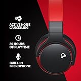 MOVSSOU E7 Active Noise Cancelling Headphones Bluetooth Headphones Wireless Headphones Over Ear with Microphone Deep Bass, Comfortable Protein Earpads, 30 Hours Playtime for Travel/Work, Black