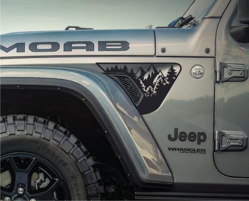 AnyStickerYouWant - Forest Mountain Fender Vent Vinyl Decal Sticker Fits & Compatible with Jeep Wrangler JL/Jeep Gladiator JT 2018+ Forest Mountain Scene Decal (Any Color You Want)