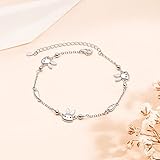 Ladytree Bunny Bracelet for Women 925 Sterling Silver Cute Rabbit Animal Charm Adjustable Bracelet Animal Jewelry Birthday Gifts for Mother Wife Daughter Family