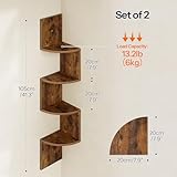 HOOBRO Corner Shelf Wall-Mounted, Set of 2 Floating Corner Shelves, 4-Tier Corner Bookshelves for Wall Decor in Living Room, Bedroom, Bathroom, Home Office, Rustic Brown BF25BJP201