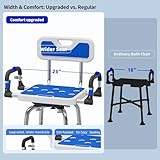 Swive Shower Chair with Arms and Back Heavy Duty 500 lbs for Seniors Elderly Disabled or Bariatric Adults Bench Seat for Inside Shower Stall and Bathroom Bath Tub Seats Adjustable Stool