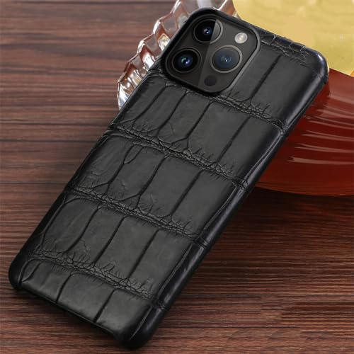 NVYRO Crocodil Leather Phone Case for iPhone 15 11 12 13 14 Pro Max 14Pro 13Pro 15Pro 15Plus 14 Plus 12Pro Back Cover,Black,for iPhone 15 Plus