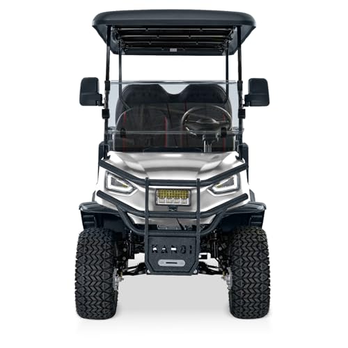 Kandi 4 Passenger Electric Cart w Lithium Battery, 28 Mile Driving Range, Standard 120V Charging Port, 5,000 Watt Electric Motor, 4 Seats, Golf Cart, UTV, Electric Power Steering, Backup Cam, Silver