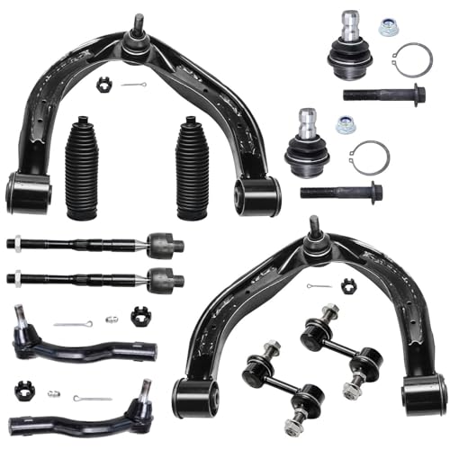 Detroit Axle - Front End 12pc Suspension Kit for Nissan Titan Armada INFINITI QX56, 2 Upper Control Arms w/Ball Joints 2 Lower Ball Joints 4 Inner Outer Tie Rods 2 Sway Bars 2 Boots Replacement