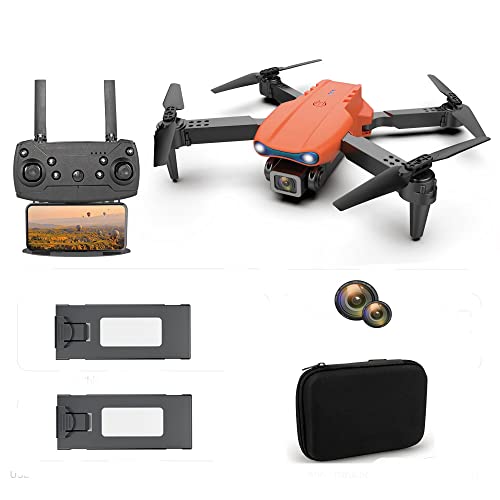 ZYZM E99 Pro Drones with Dual Camera for Adults 4K HD Camera Live Video 40 Mins Flight Time 3D Flips Gesture Photo ?1 Extra Battery + Carrying Case? (4K Dual Camera Orange)
